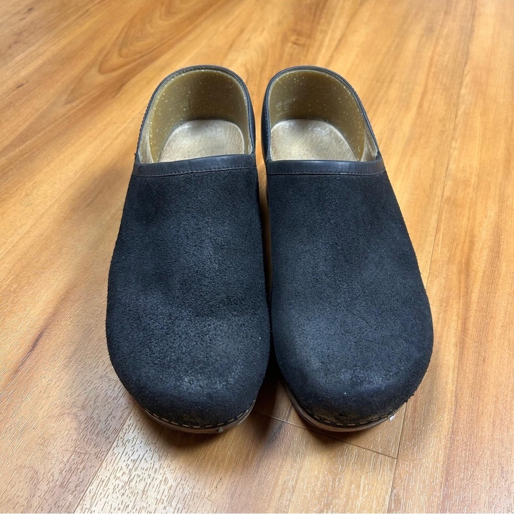 DANSKO Women’s Clog Black Burnished Suede Slip-on Work-nursing Shoes Size 38